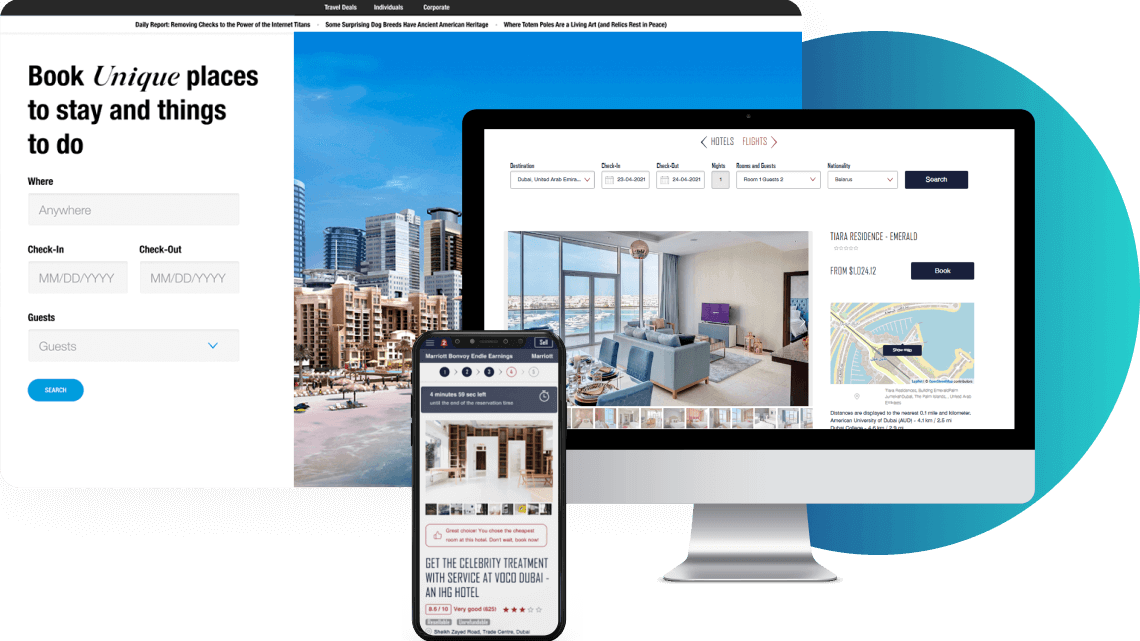 Website zur Hotelbuchung