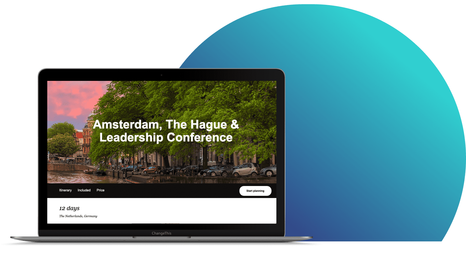 laptop with Amsterdam page