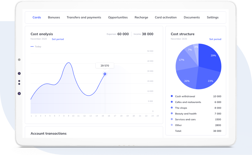 banking services interface