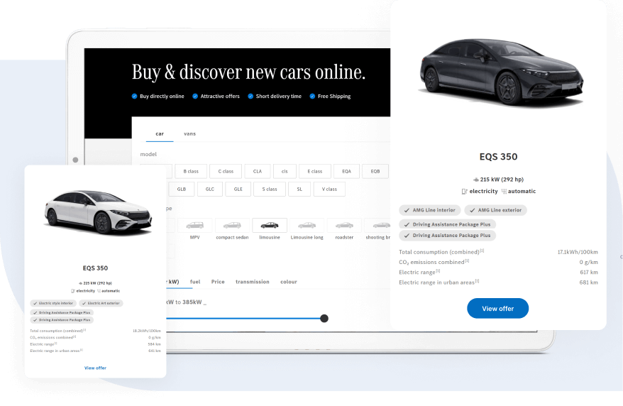Car sales website interface