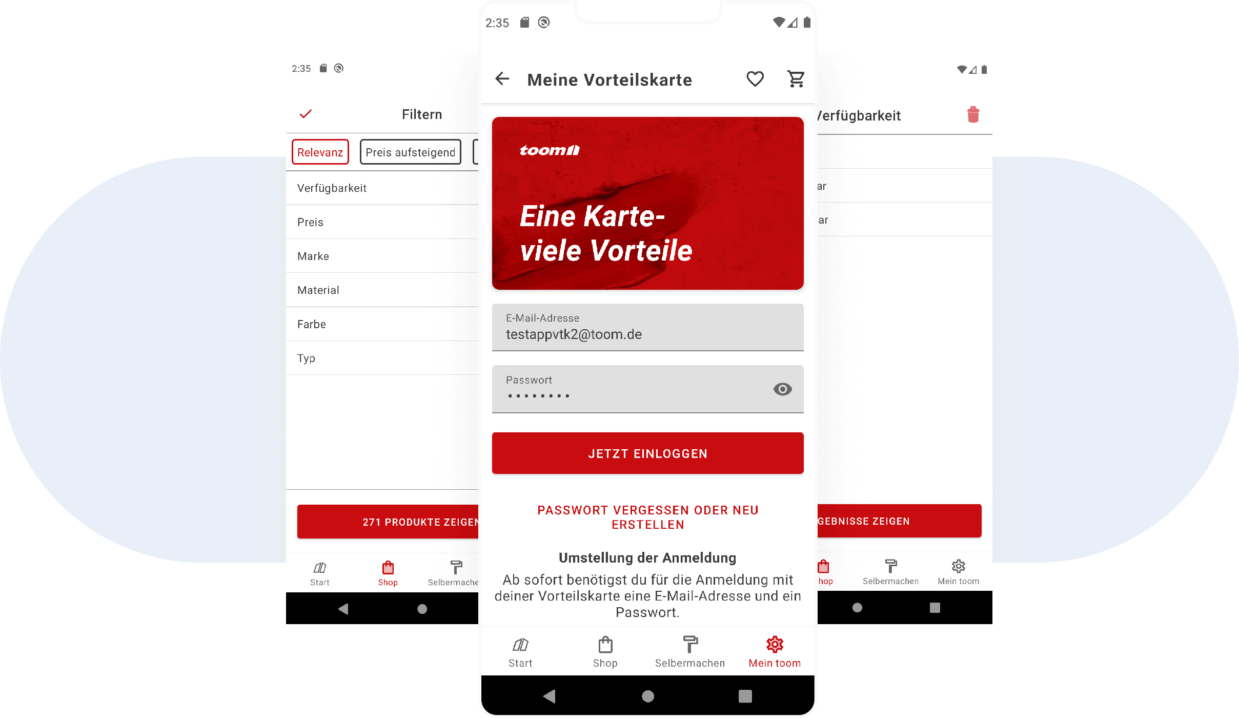 Registration interface displayed on the phone