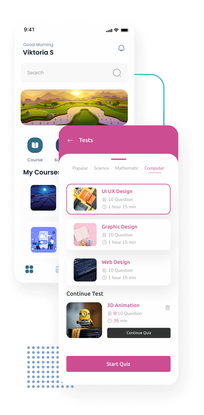 Education web application interface