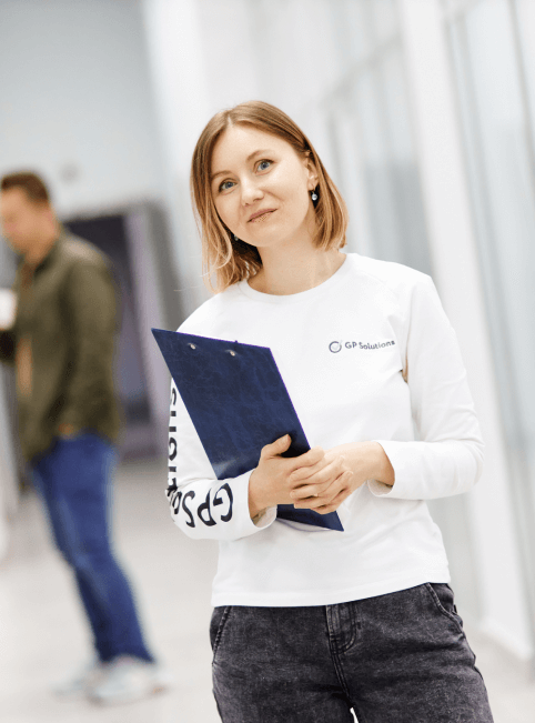 Girl with a folder in her hands