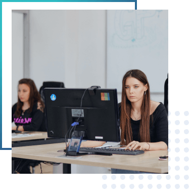 Girl working at the computer