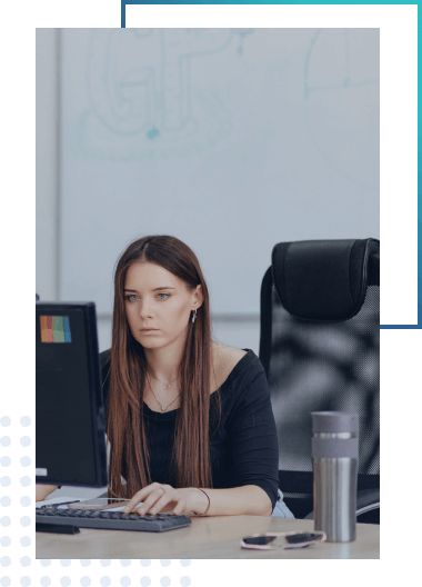 Girl working at the computer