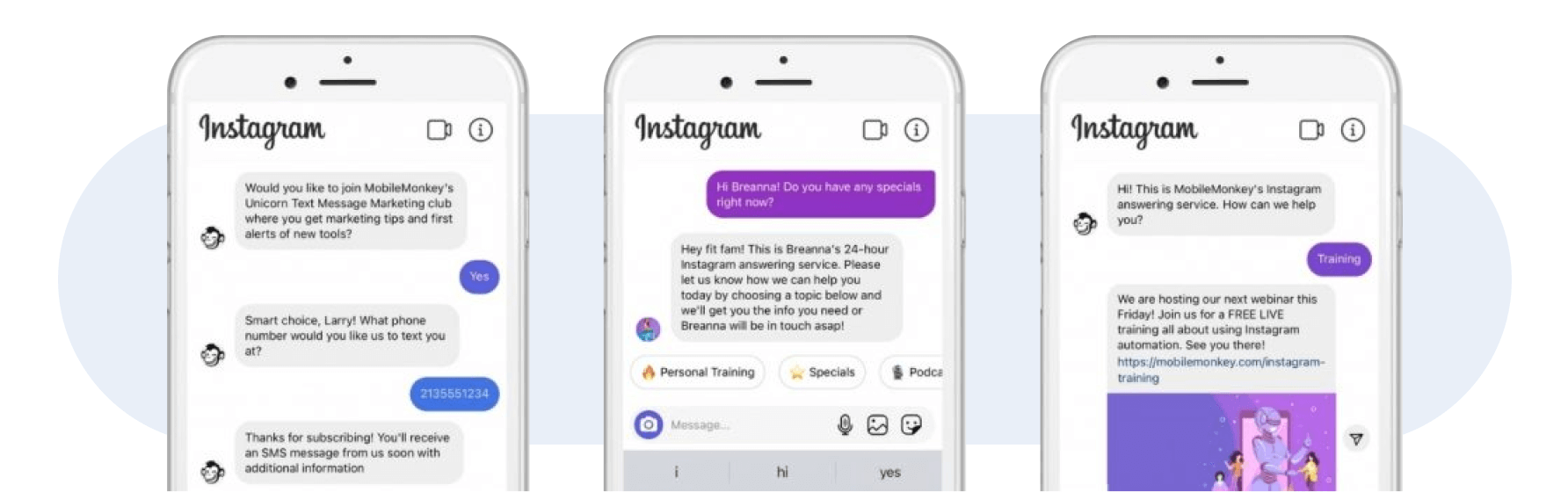 Instagram chat interface