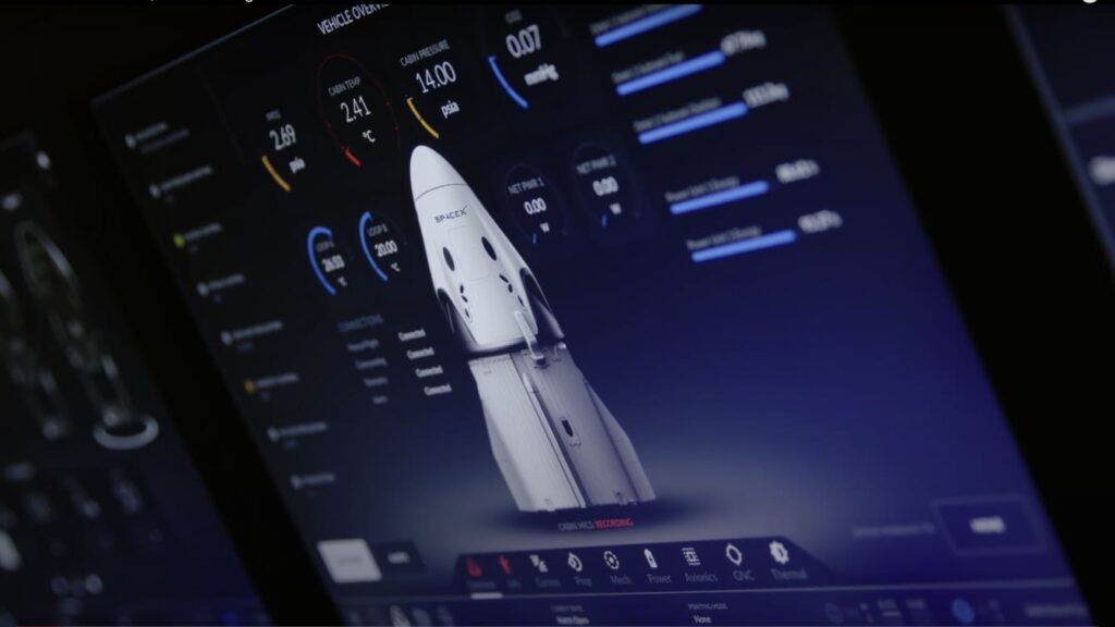 Interface of crew dragon's displays