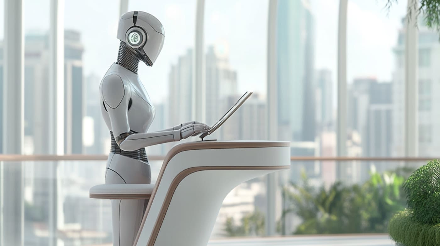 AI humanoid robot at the reception