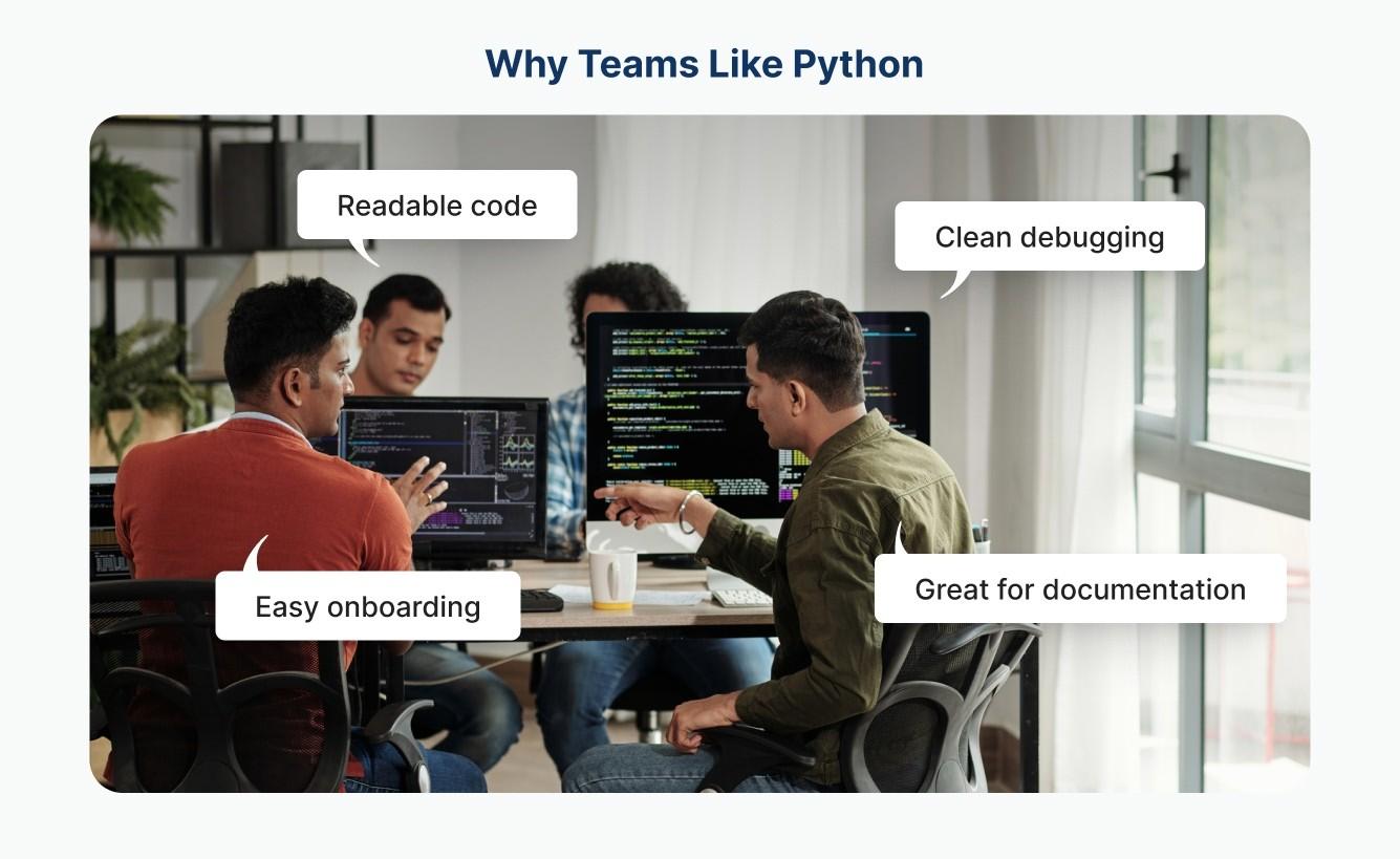 Developer team saying python's strong points