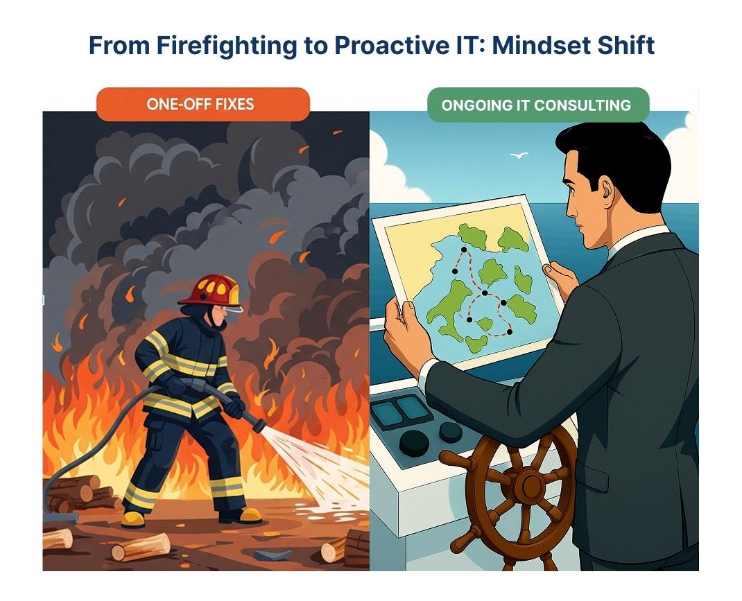 The before/after illustration of neglecting resorting to ongoing it support