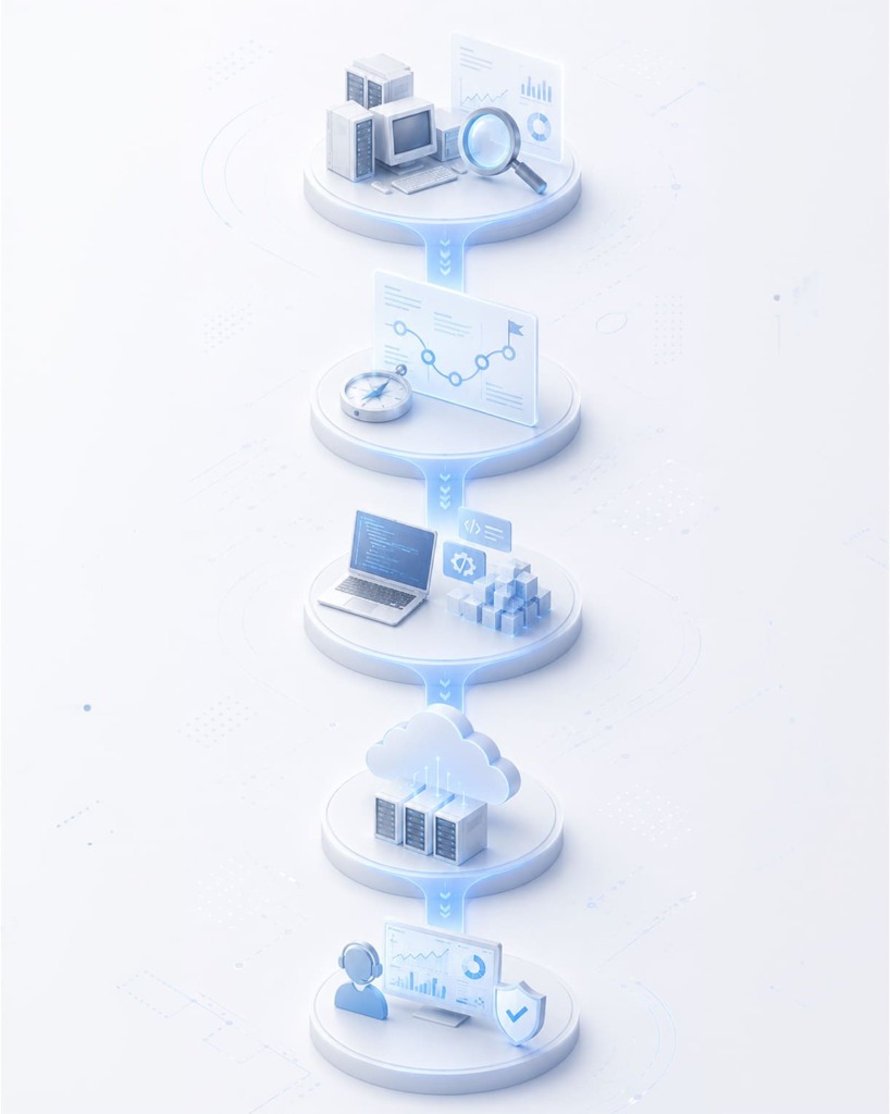 Vertical depiction of legacy software modernization process